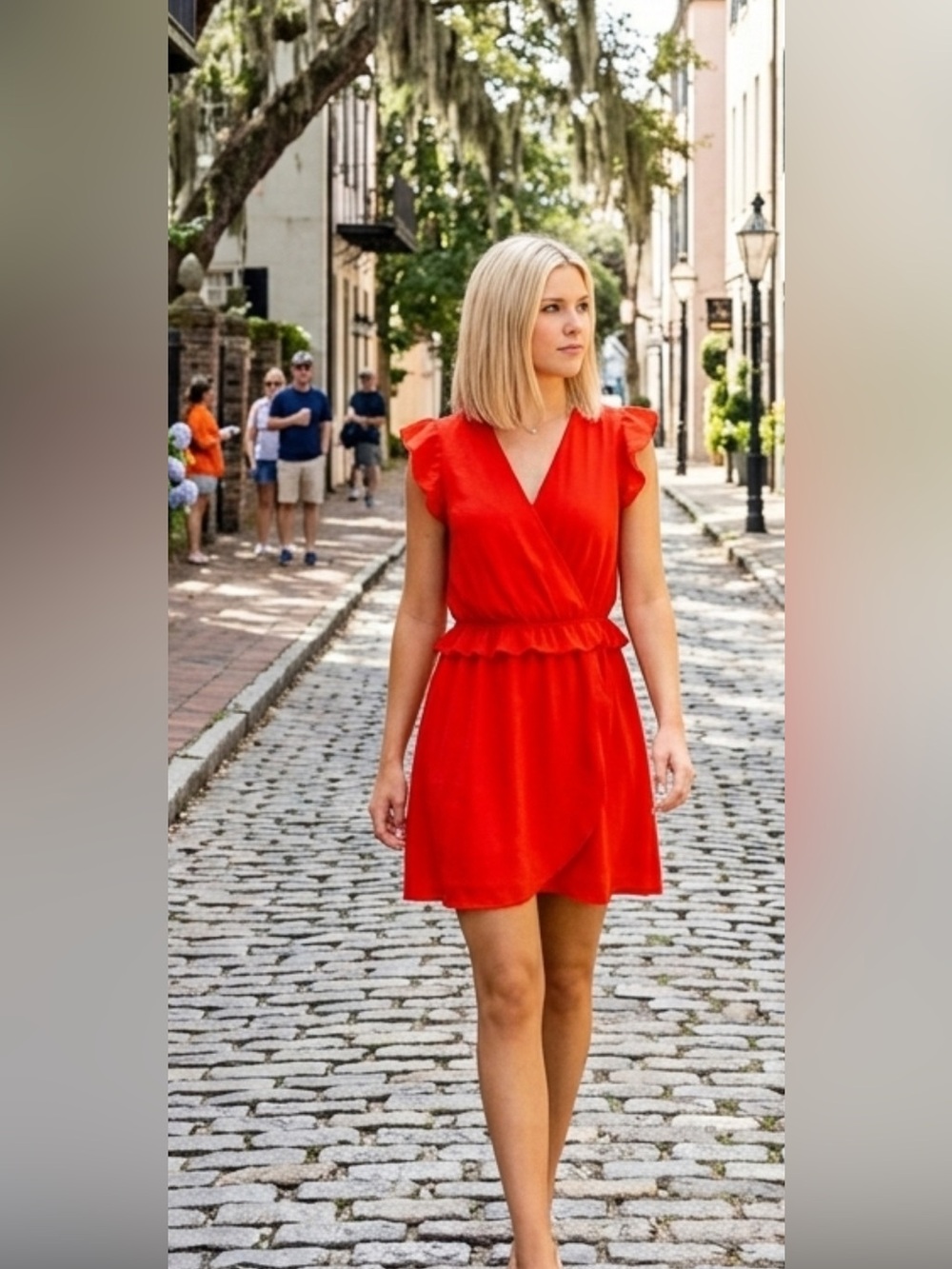 Scotch and Soda Orange Dress with Peplum Waist- Petite Small